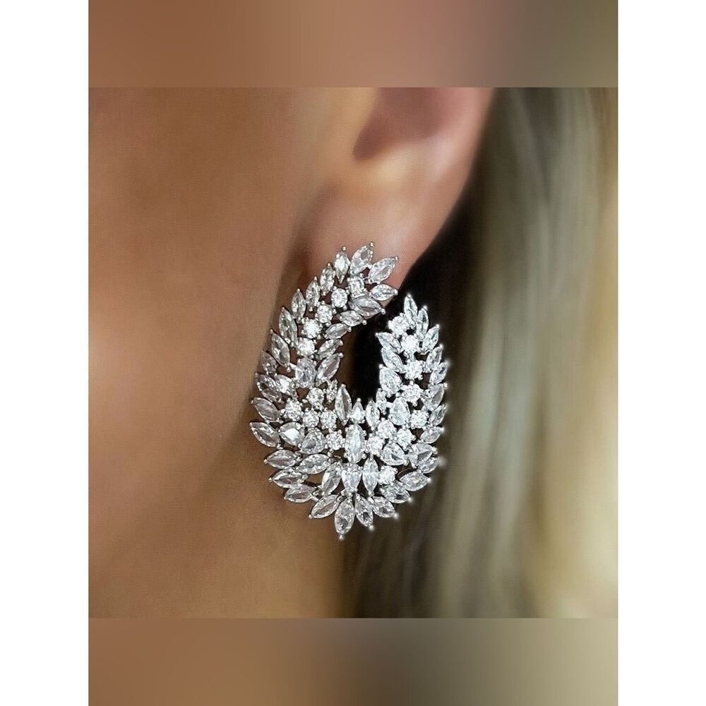 Diamond Leaf Statement Earrings Q1071
